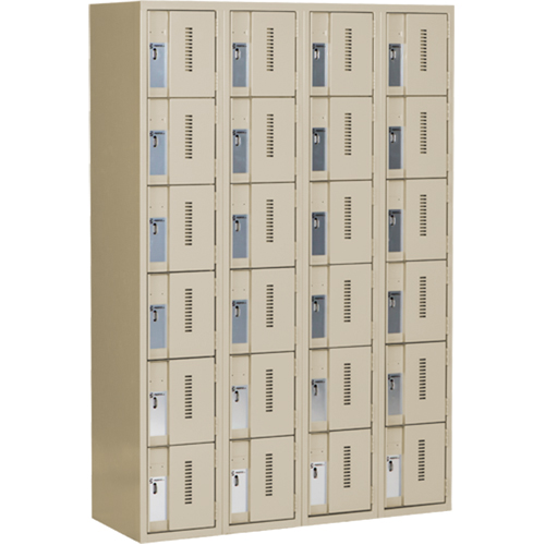 Concorde Heavy-Duty Lockers, 6 -tier, Bank of 4, 48" x 18" x 72", Steel, Beige, Welded (Assembled) Distribution Jean Lapalme