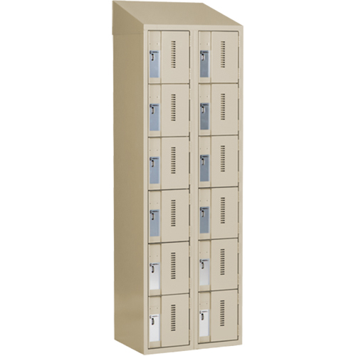 Concorde Heavy-Duty Lockers, 6 -tier, Bank of 2, 24" x 18" x 78", Steel, Beige, Welded (Assembled) Distribution Jean Lapalme