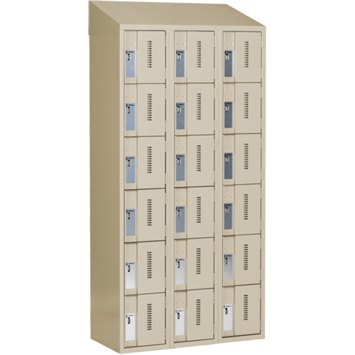 Concorde Heavy-Duty Lockers, 6 -tier, Bank of 3, 36" x 18" x 78", Steel, Beige, Welded (Assembled) Distribution Jean Lapalme