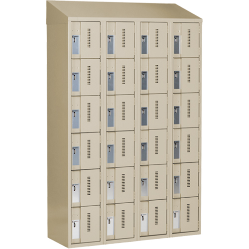 Concorde Heavy-Duty Lockers, 6 -tier, Bank of 4, 48" x 18" x 78", Steel, Beige, Welded (Assembled) Distribution Jean Lapalme