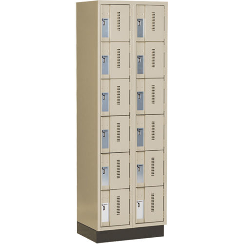 Concorde Heavy-Duty Lockers, 6 -tier, Bank of 2, 24" x 18" x 76", Steel, Beige, Welded (Assembled) Distribution Jean Lapalme