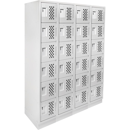 Assembled Clean Line Perforated Economy Lockers, 6 -tier, Bank of 4, 18" x 72" x 12", Steel Distribution Jean Lapalme