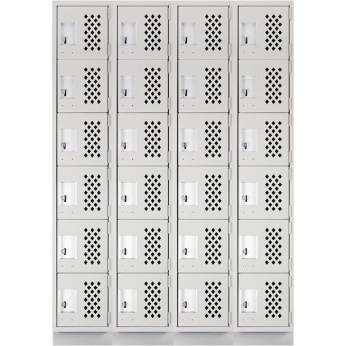 Assembled Clean Line Perforated Economy Lockers, 6 -tier, Bank of 4, 18" x 72" x 12", Steel Distribution Jean Lapalme