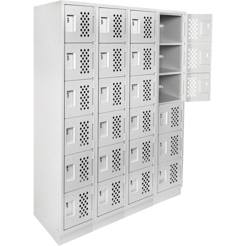 Assembled Clean Line Perforated Economy Lockers, 6 -tier, Bank of 4, 18" x 72" x 12", Steel Distribution Jean Lapalme