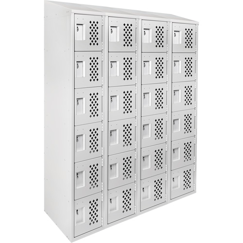 Assembled Clean Line Perforated Economy Lockers, 6 -tier, Bank of 4, 18" x 72" x 12", Steel Distribution Jean Lapalme