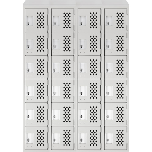 Assembled Clean Line Perforated Economy Lockers, 6 -tier, Bank of 4, 18" x 72" x 12", Steel Distribution Jean Lapalme