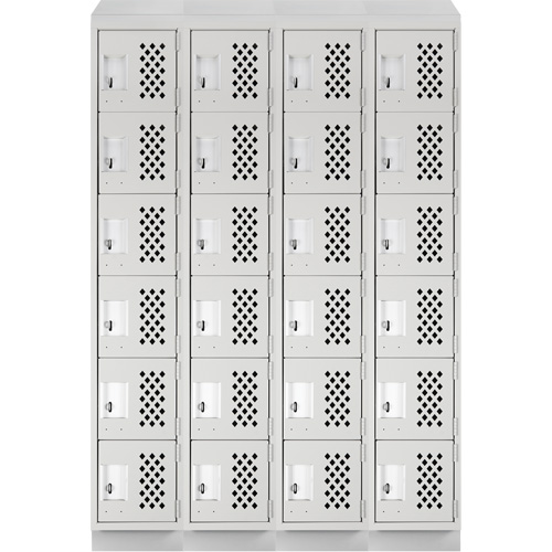 Assembled Clean Line Perforated Economy Lockers, 6 -tier, Bank of 4, 18" x 72" x 12", Steel Distribution Jean Lapalme