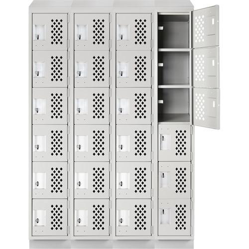 Assembled Clean Line Perforated Economy Lockers, 6 -tier, Bank of 4, 18" x 72" x 12", Steel Distribution Jean Lapalme