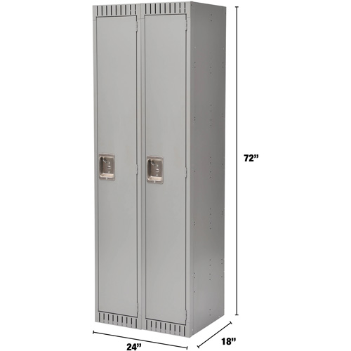 Lockers, Bank of 2, 24" x 18" x 72", Steel, Grey, Knocked Down Distribution Jean Lapalme