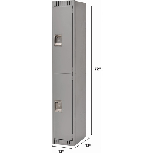 Lockers, 2 -tier, 12" x 18" x 72", Steel, Grey, Rivet (Assembled) Distribution Jean Lapalme