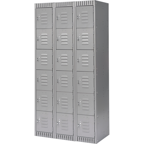 Casiers, 6 niveaux, Bloc de 3, 36" x 18" x 72", Acier, Gris, D&eacute;mont&eacute; Distribution Jean Lapalme