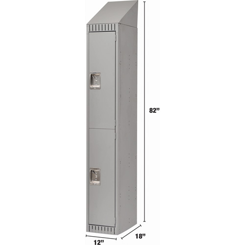 Assembled Lockers, 2 -tier, 12" x 18" x 72", Steel, Grey, Rivet (Assembled) Distribution Jean Lapalme