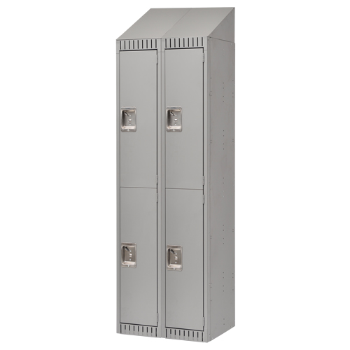 Assembled Lockers, 2 -tier, Bank of 2, 24" x 18" x 72", Steel, Grey, Rivet (Assembled) Distribution Jean Lapalme