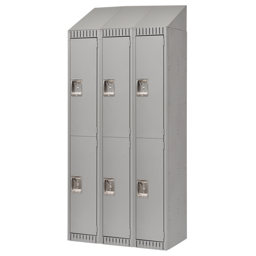 Assembled Lockers, 2 -tier, Bank of 3, 36" x 18" x 72", Steel, Grey, Rivet (Assembled) Distribution Jean Lapalme