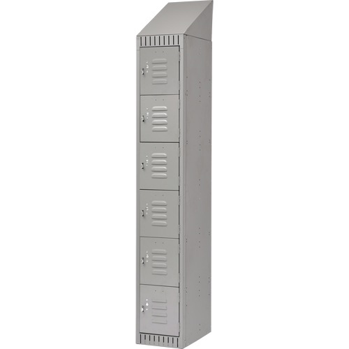 Lockers, 6 -tier, 12" x 18" x 82", Steel, Grey, Knocked Down Distribution Jean Lapalme