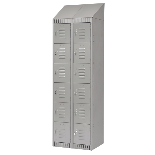 Casiers, 6 niveaux, Bloc de 2, 24" x 18" x 82", Acier, Gris, D&eacute;mont&eacute; Distribution Jean Lapalme