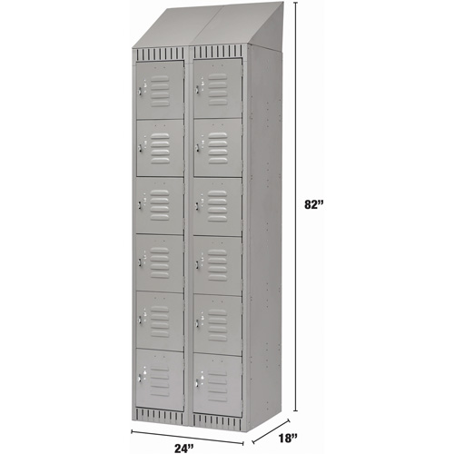 Casiers, 6 niveaux, Bloc de 2, 24" x 18" x 82", Acier, Gris, D&eacute;mont&eacute; Distribution Jean Lapalme