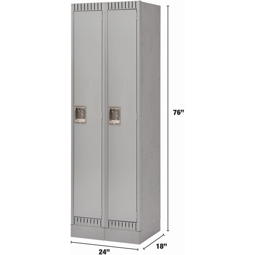 Lockers, Bank of 2, 24" x 18" x 76", Steel, Grey, Knocked Down Distribution Jean Lapalme