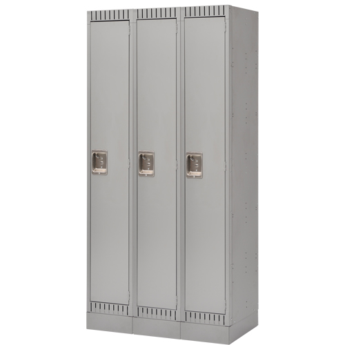 Assembled Lockers, Bank of 3, 36" x 18" x 72", Steel, Grey, Rivet (Assembled) Distribution Jean Lapalme