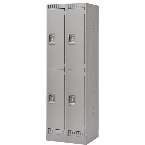 Assembled Lockers, 2 -tier, Bank of 2, 24" x 18" x 72", Steel, Grey, Rivet (Assembled) Distribution Jean Lapalme