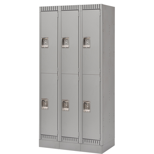 Casiers, 2 niveaux, Bloc de 3, 36" x 18" x 76", Acier, Gris, D&eacute;mont&eacute; Distribution Jean Lapalme