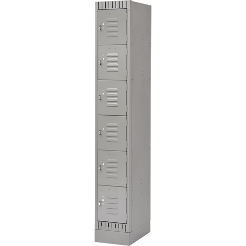 Lockers, 6 -tier, 12" x 18" x 76", Steel, Grey, Knocked Down Distribution Jean Lapalme