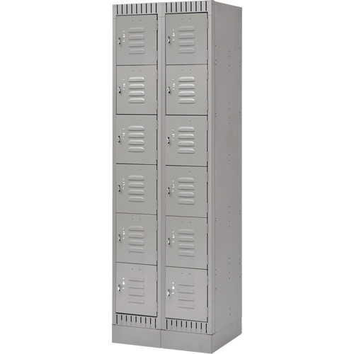 Casiers, 6 niveaux, Bloc de 2, 24" x 18" x 76", Acier, Gris, D&eacute;mont&eacute; Distribution Jean Lapalme