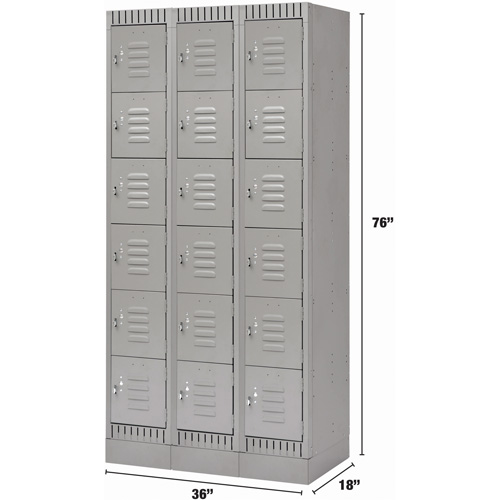 Casiers, 6 niveaux, Bloc de 3, 36" x 18" x 76", Acier, Gris, D&eacute;mont&eacute; Distribution Jean Lapalme