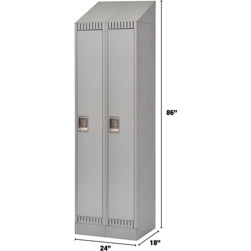 Lockers, Bank of 2, 24" x 18" x 86", Steel, Grey, Knocked Down Distribution Jean Lapalme