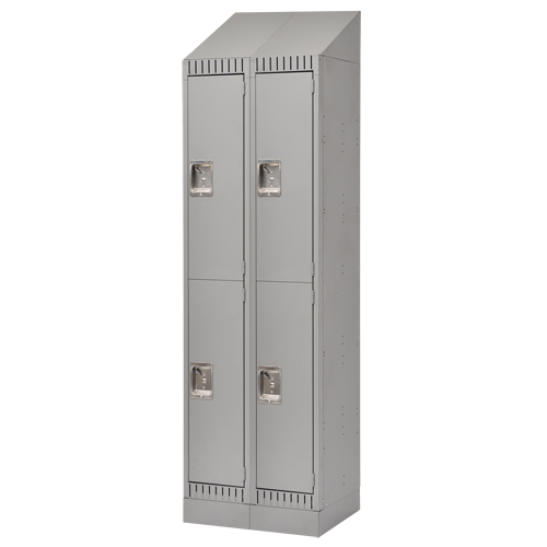 Casiers assembl&eacute;s, 2 niveaux, Bloc de 2, 24" x 18" x 72", Acier, Gris, Rivet (assembl&eacute;) Distribution Jean Lapalme