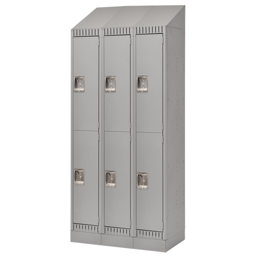 Assembled Lockers, 2 -tier, Bank of 3, 36" x 18" x 72", Steel, Grey, Rivet (Assembled) Distribution Jean Lapalme