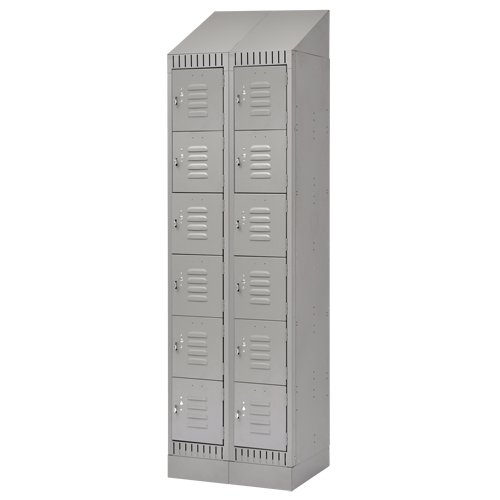 Casiers, 6 niveaux, Bloc de 2, 24" x 18" x 86", Acier, Gris, D&eacute;mont&eacute; Distribution Jean Lapalme