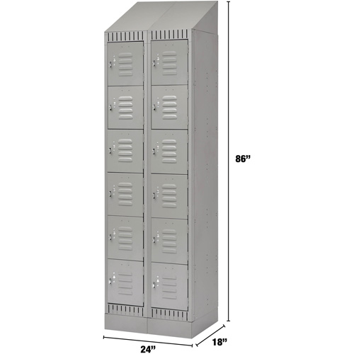 Casiers, 6 niveaux, Bloc de 2, 24" x 18" x 86", Acier, Gris, D&eacute;mont&eacute; Distribution Jean Lapalme
