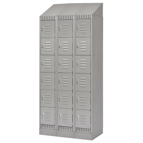 Casiers, 6 niveaux, Bloc de 3, 36" x 18" x 86", Acier, Gris, D&eacute;mont&eacute; Distribution Jean Lapalme