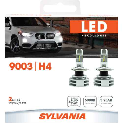 9003 Headlight Bulb, LED, 12 W/14 W/24 W, White Distribution Jean Lapalme