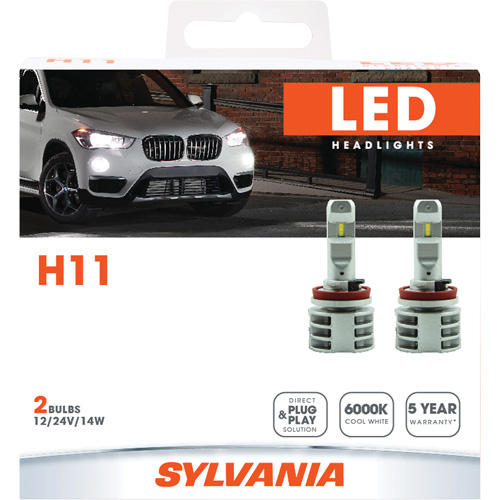 H11 Headlight Bulb, LED, 13.2 W/17 W, White Distribution Jean Lapalme