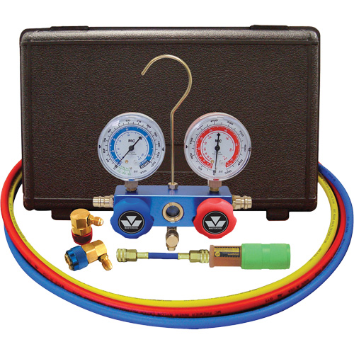 Ensemble de manom&egrave;tre &agrave; collecteur &agrave; deux voies pour l'automobile R134A avec mini injecteur de colorant Distribution Jean Lapalme