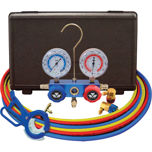 Dual Manifold Gauge Set with 3-in-1 Side Mount Can Tap Valve Distribution Jean Lapalme