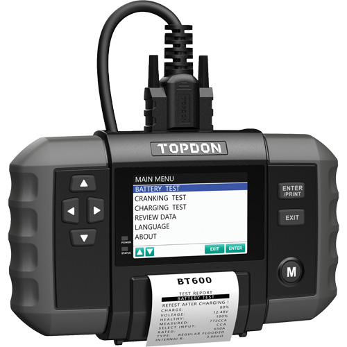 Testeur de batterie 12?V et de syst&egrave;mes 12?V/24?V BT600 avec imprimante int&eacute;gr&eacute;e Distribution Jean Lapalme