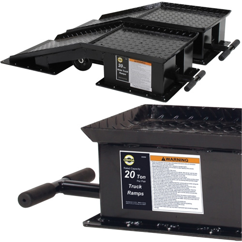 Heavy-Duty Truck Ramps with Long T-Handle, 40000 lbs. Capacity, 45" L, 13-1/2" W, 9-19/50" H Distribution Jean Lapalme