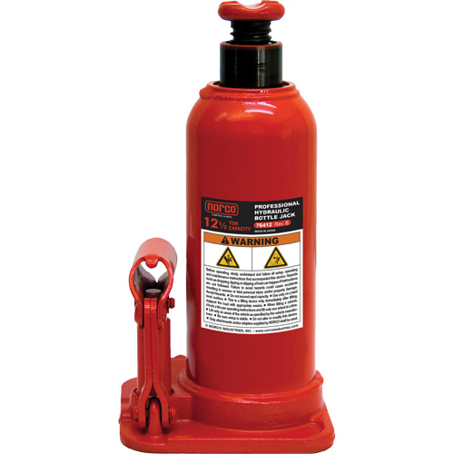Cric hydraulique &agrave; bouteille avec trou pour manom&egrave;tre, 12,5 tonnes, 18-89/100" Hauteur &eacute;lev&eacute;e Distribution Jean Lapalme