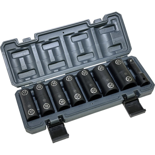 Jeu de douilles doubles hexagonales et h&eacute;licoidales avec coffret, 8 Morceaux, Prise de 1/2" Distribution Jean Lapalme