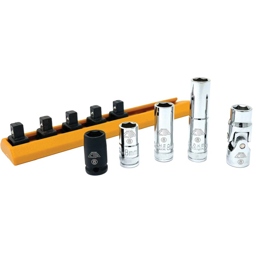 Chrome Finish Socket Set with Rail, 5 Pieces, 1/4" Drive Size Distribution Jean Lapalme