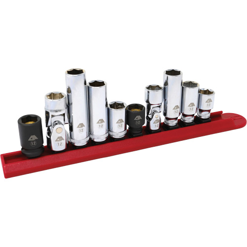 Chrome Finish Socket Set with Rail, 10 Pieces, 1/4"/3/8" Drive Size Distribution Jean Lapalme