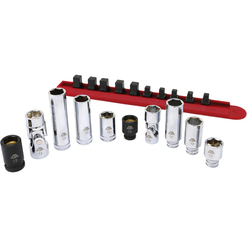 Chrome Finish Socket Set with Rail, 10 Pieces, 1/4"/3/8" Drive Size Distribution Jean Lapalme