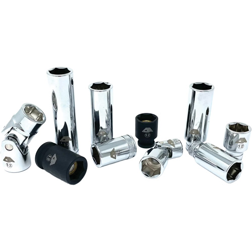 Chrome Finish Socket Set with Rail, 10 Pieces, 1/4"/3/8" Drive Size Distribution Jean Lapalme