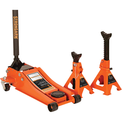 Cric de service &agrave; profil bas avec chandelles de s&eacute;curit&eacute;, 3 tonne(s) Capacit&eacute;, 2-19/20" Abaiss&eacute;e, 19-9/10" &eacute;lev&eacute;e, Hydraulique &agrave; main Distribution Jean Lapalme