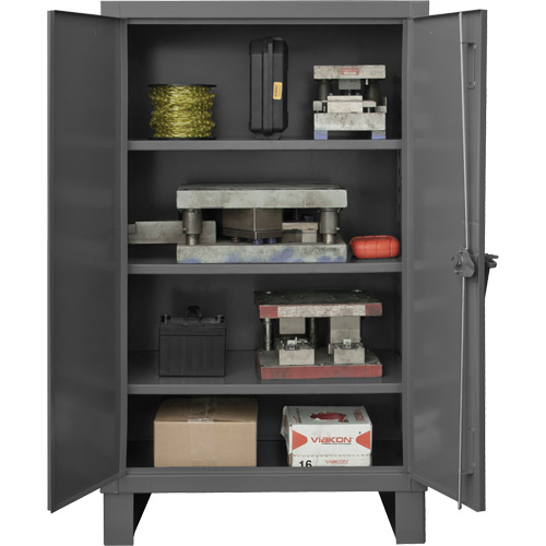 Armoire tr&egrave;s robuste, Acier, 3 Tablettes, 66" h x 60" la x 24" P, Gris Distribution Jean Lapalme