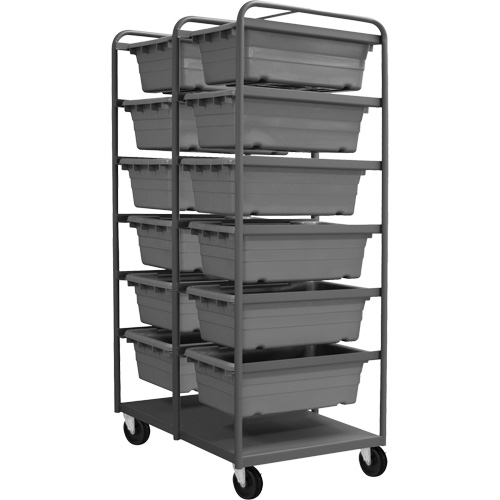 Mobile Tub Rack, Double-sided, 12 bins, 26" W x 36" D x 74" H Distribution Jean Lapalme