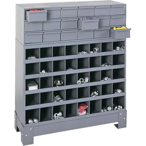 Modular Small Parts Storage Unit, Steel, 18 Drawers, 33-3/4" x 12-1/4" x 40-1/2", Grey Distribution Jean Lapalme